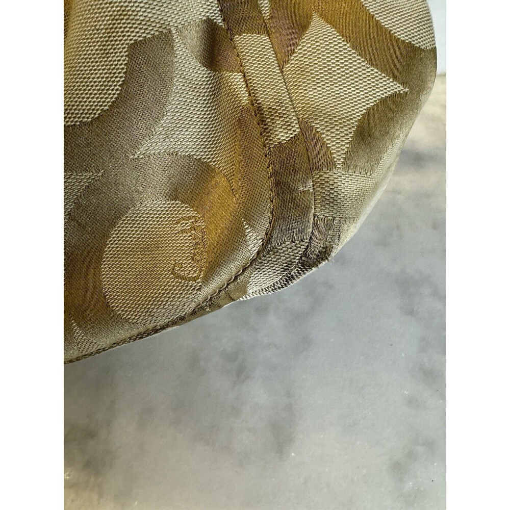 COACH Op Art Parker Beige Signature Sateen Canvas & Leather Shoulder Bag 13427 - Picture 7 of 15